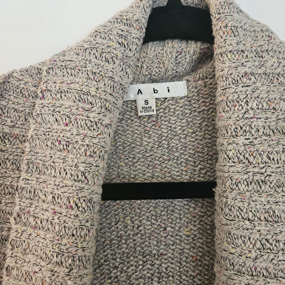 CAbi Speckled Knit Cardigan in Beige and Pink